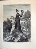 Old Antique Print 1871 Autumn Campaign Ladies Between Two Fires Siers War 19th