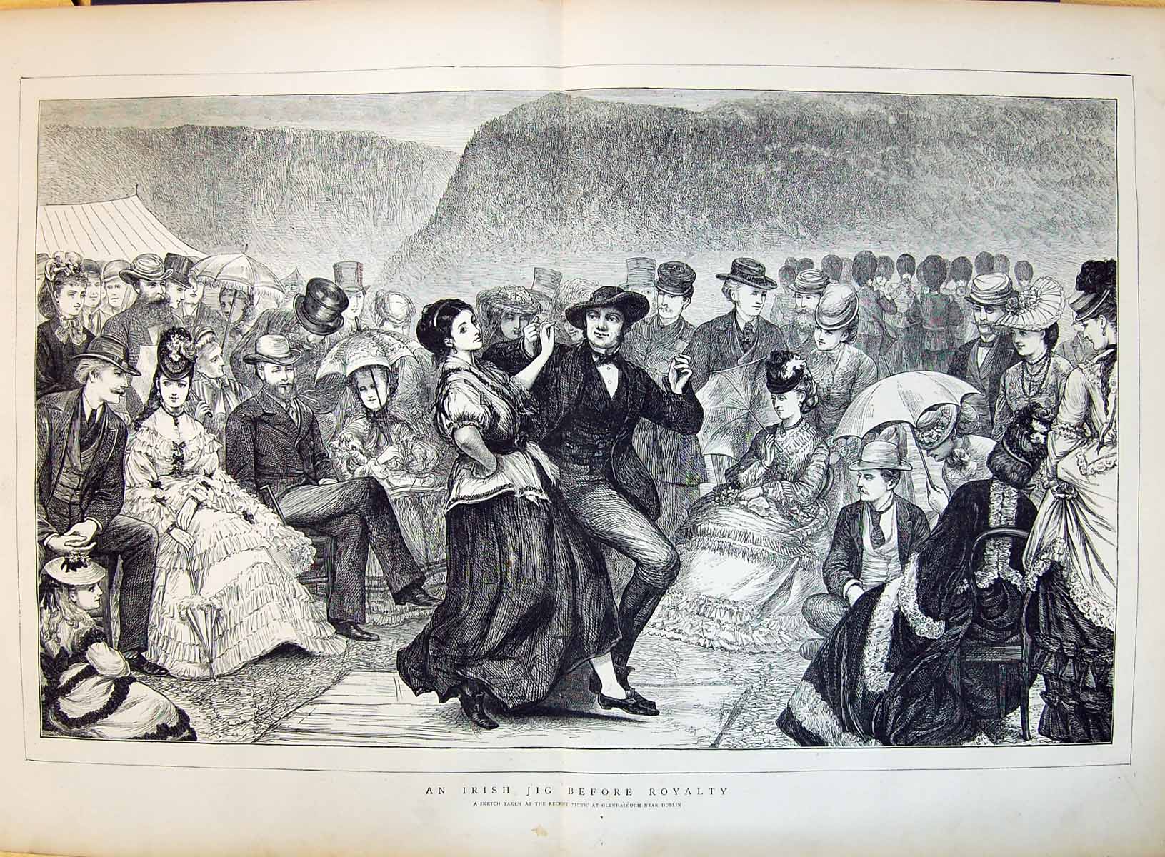 Old 1871 Irish Jig Before Royalty Dancing Picnic Glendalough Dublin I 19th