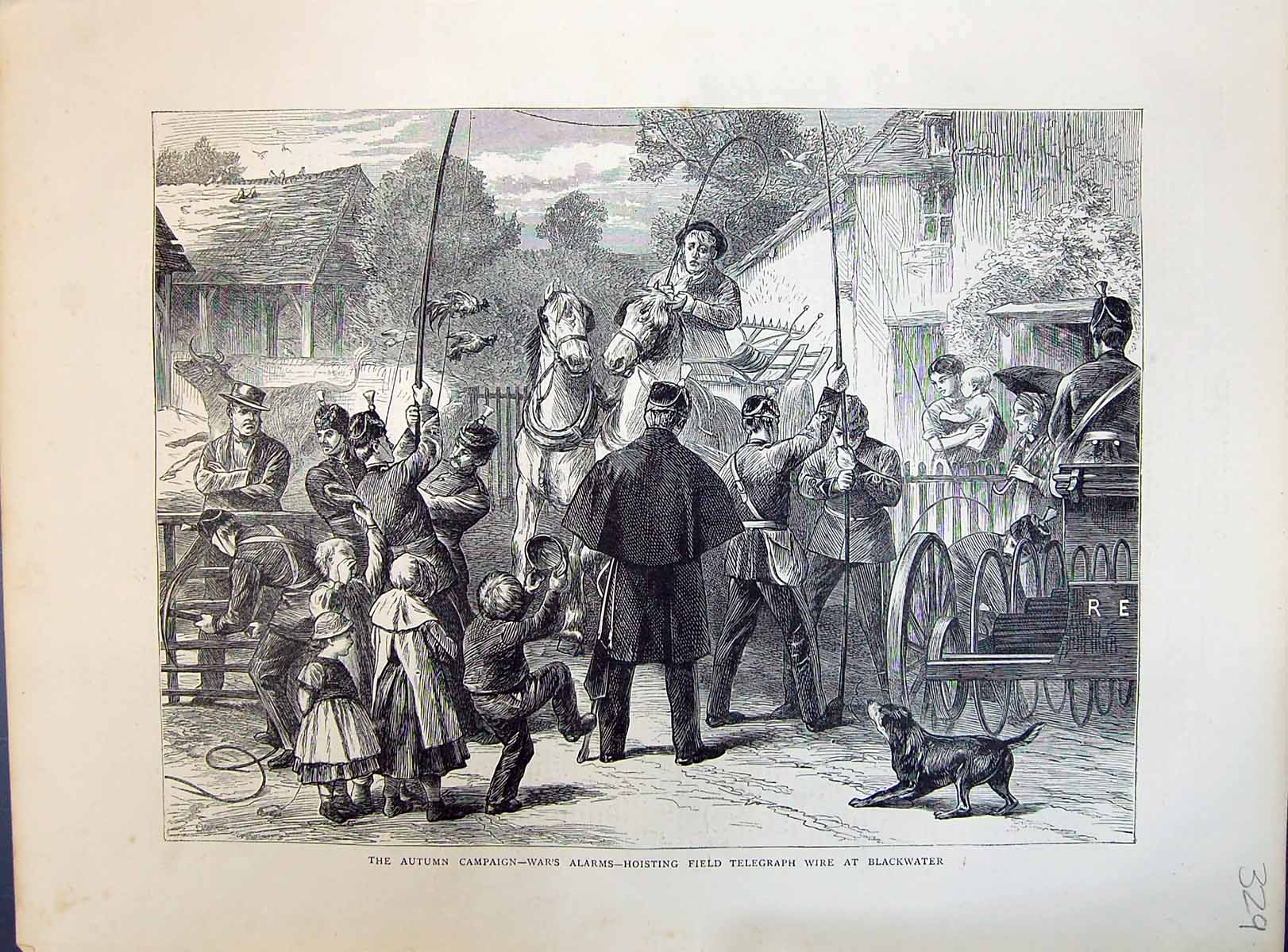 Old 1871 Autumn Campaign War'S Alarms Hoisting Field Telegraph Wire B Victorian