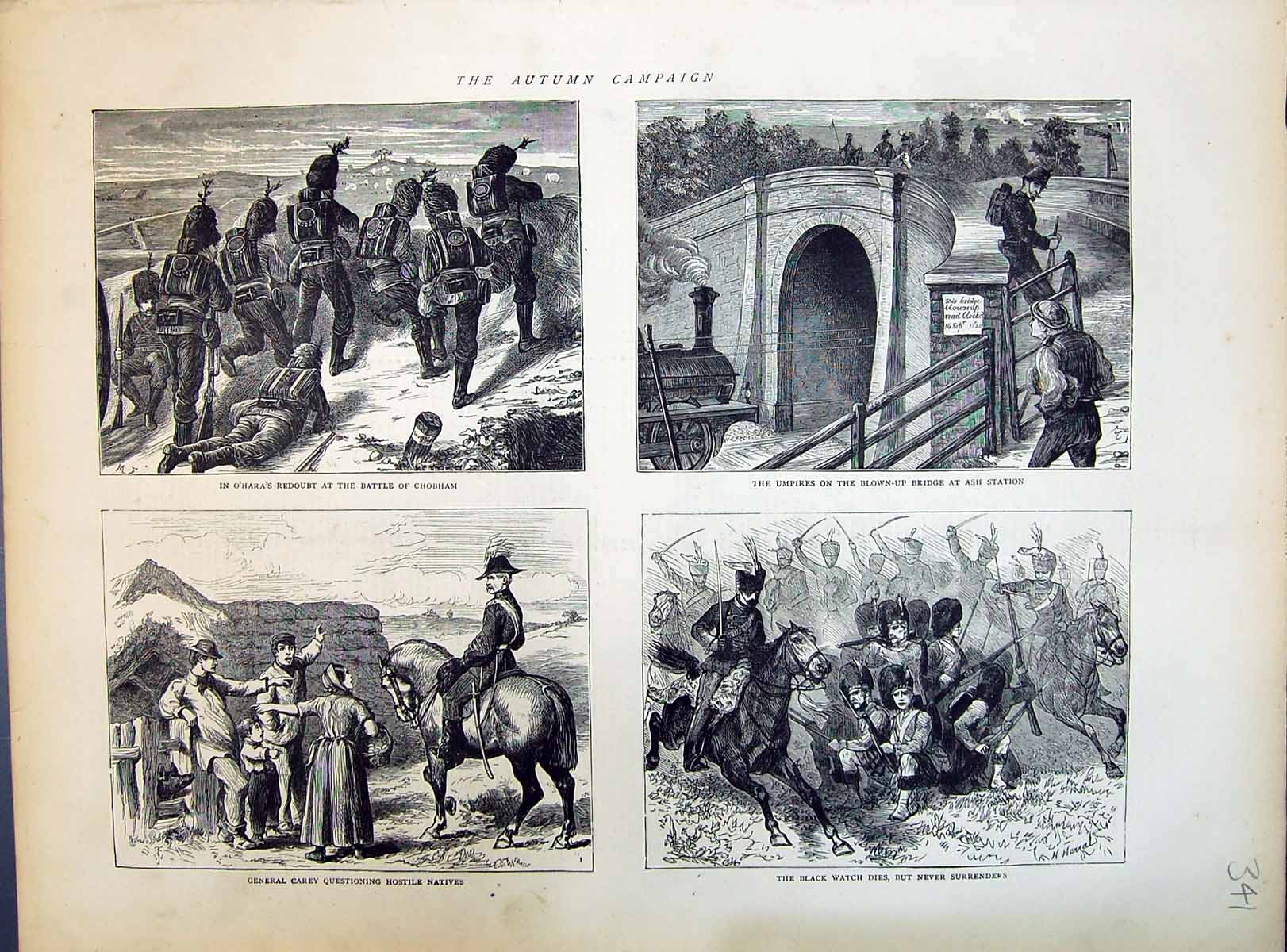 Old 1871 Autumn Campaign O'Hara Redoubt Battle Chobham Ash Station Ge Victorian
