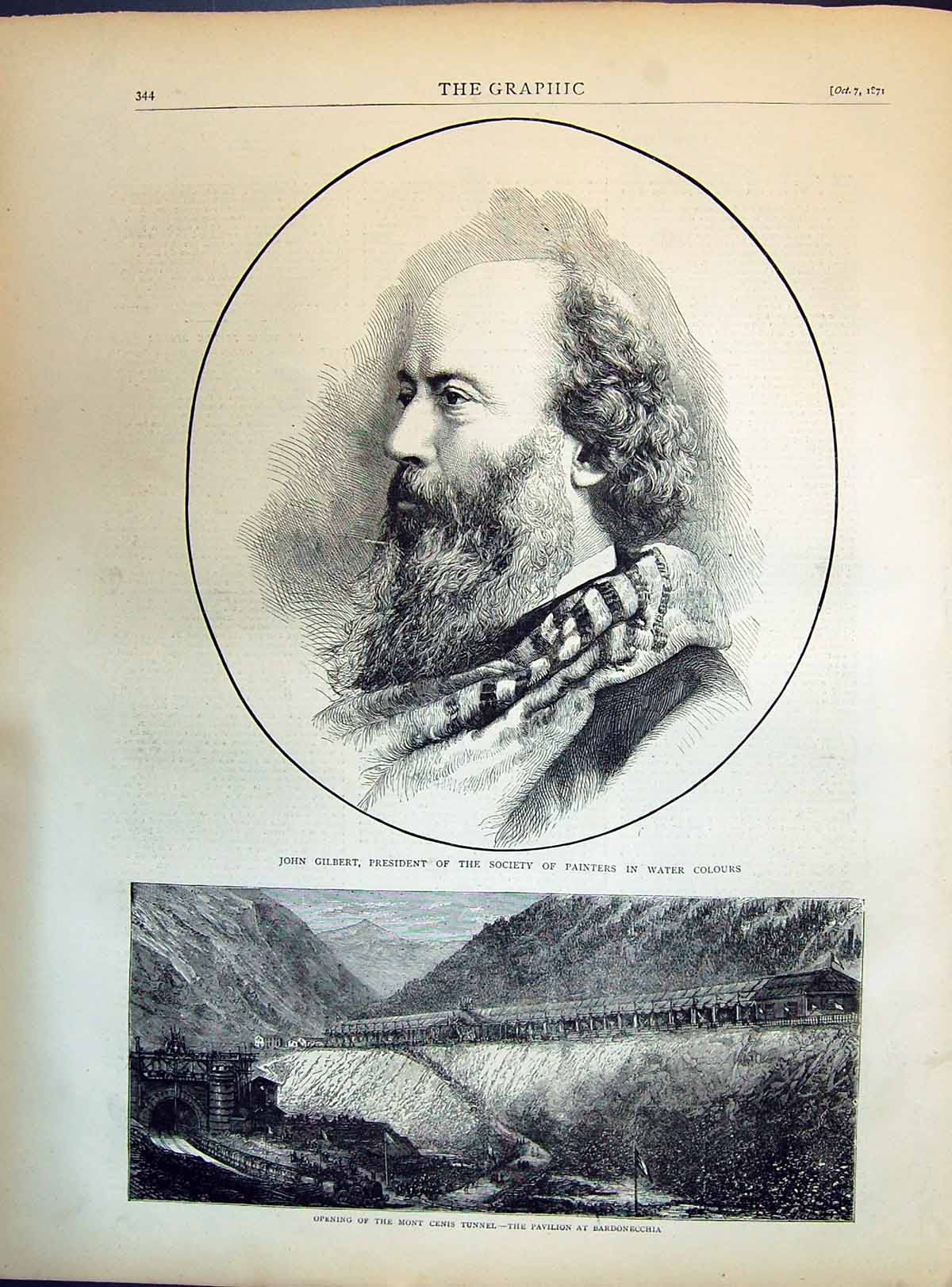 Old 1871 John Gilbert Society Painters Mont Cenis Tunnel Pavilion Bar Victorian