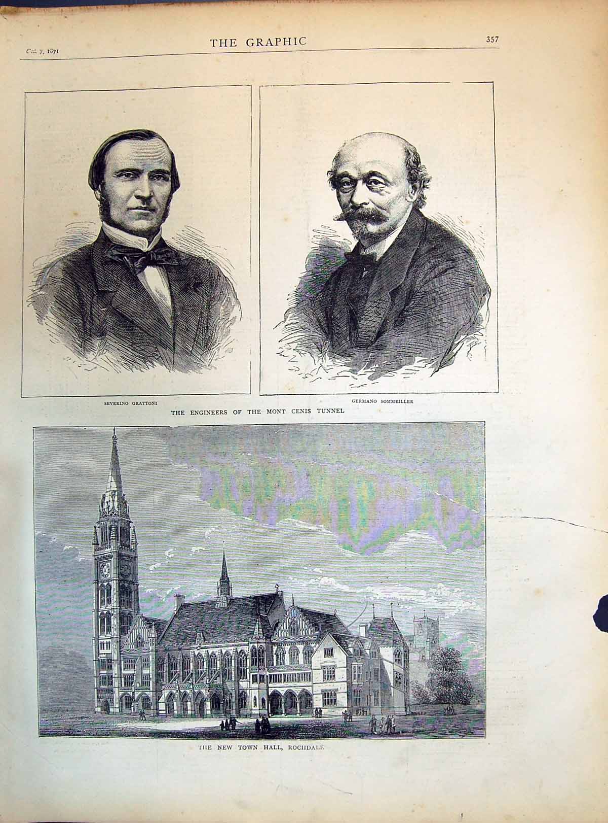 Old 1871 Engineers Cenis Tunnel Severino Grattoni Germano Sommeiller Victorian