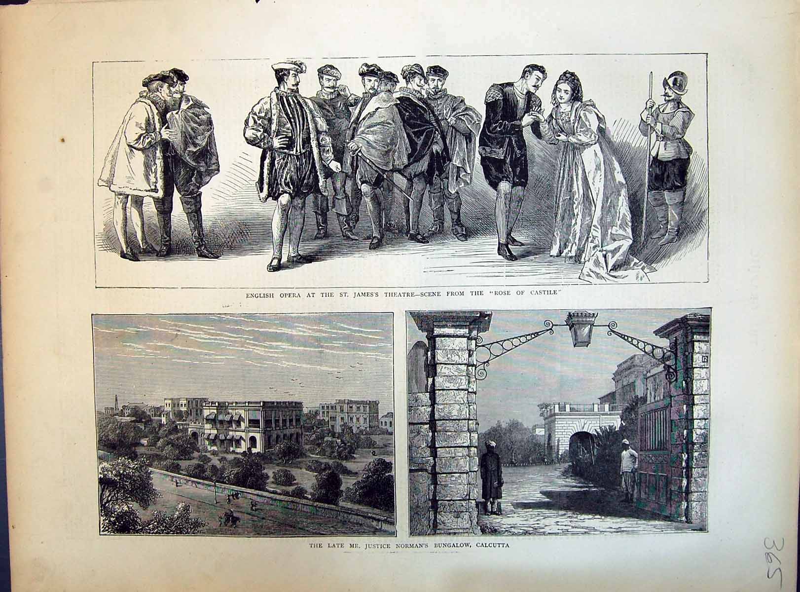 Old 1871 English Opera James'S Theatre Rose Castle Justice Norman Bun Victorian