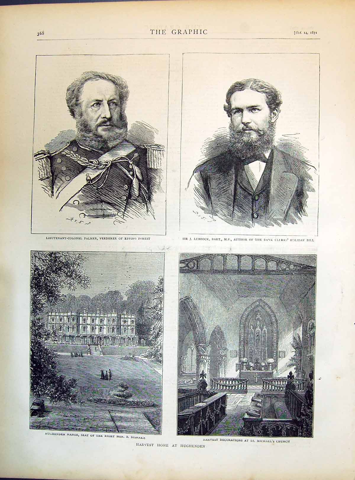 Old 1871 Lieutenant-Colonel Palmer Verderer Lubbock Hughenden Michael Victorian