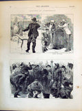 Antique Old Print 1871 Scarborough Driking Waters Fish Auction Sale Fisherman
