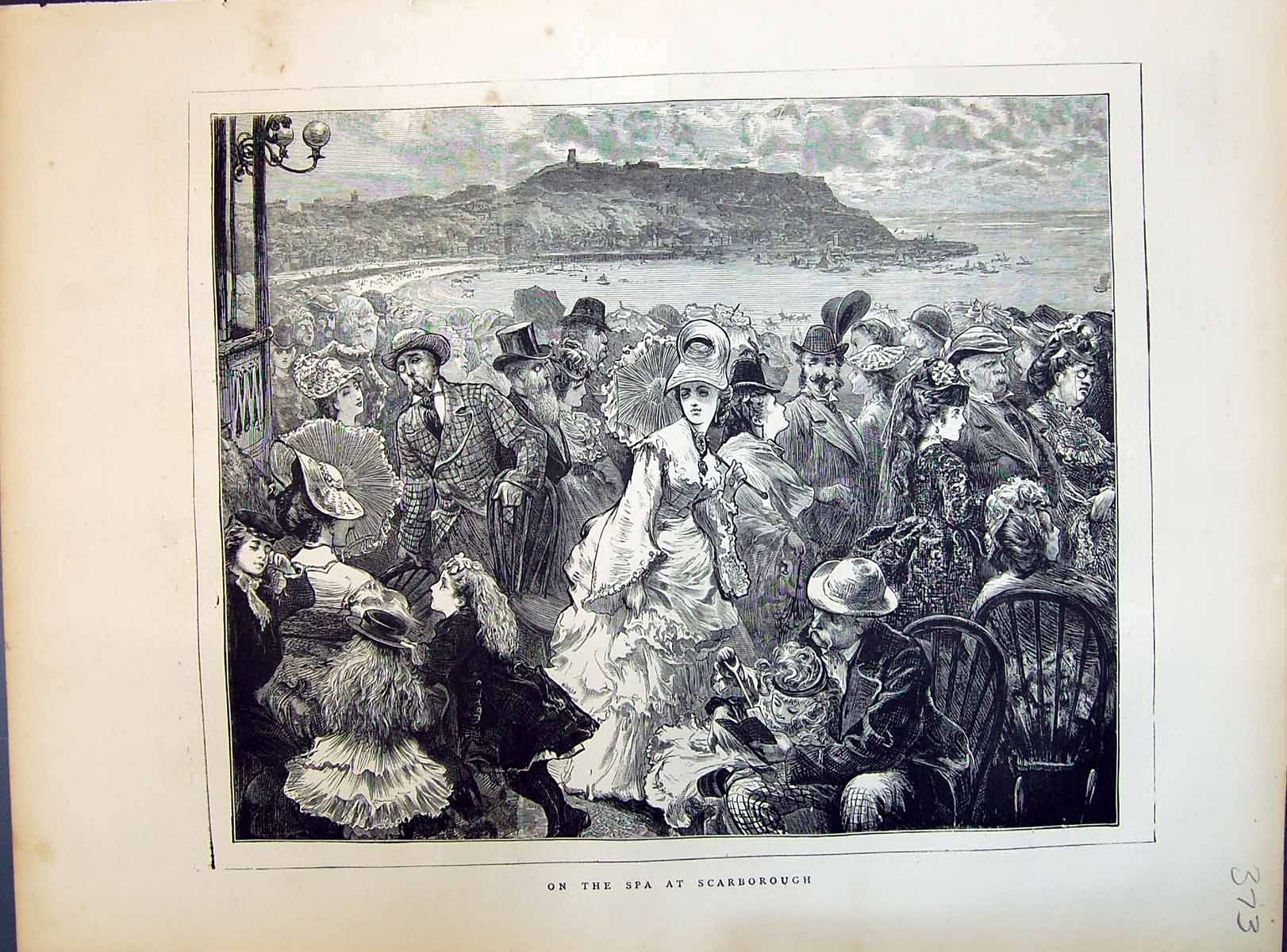 Old Antique Print 187184 Scarborough Spa Seaside Resort Tourists England 19th