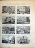 Old 1871 Chicago Cables Sherman Post Fice Court House Water Works Mic Victorian