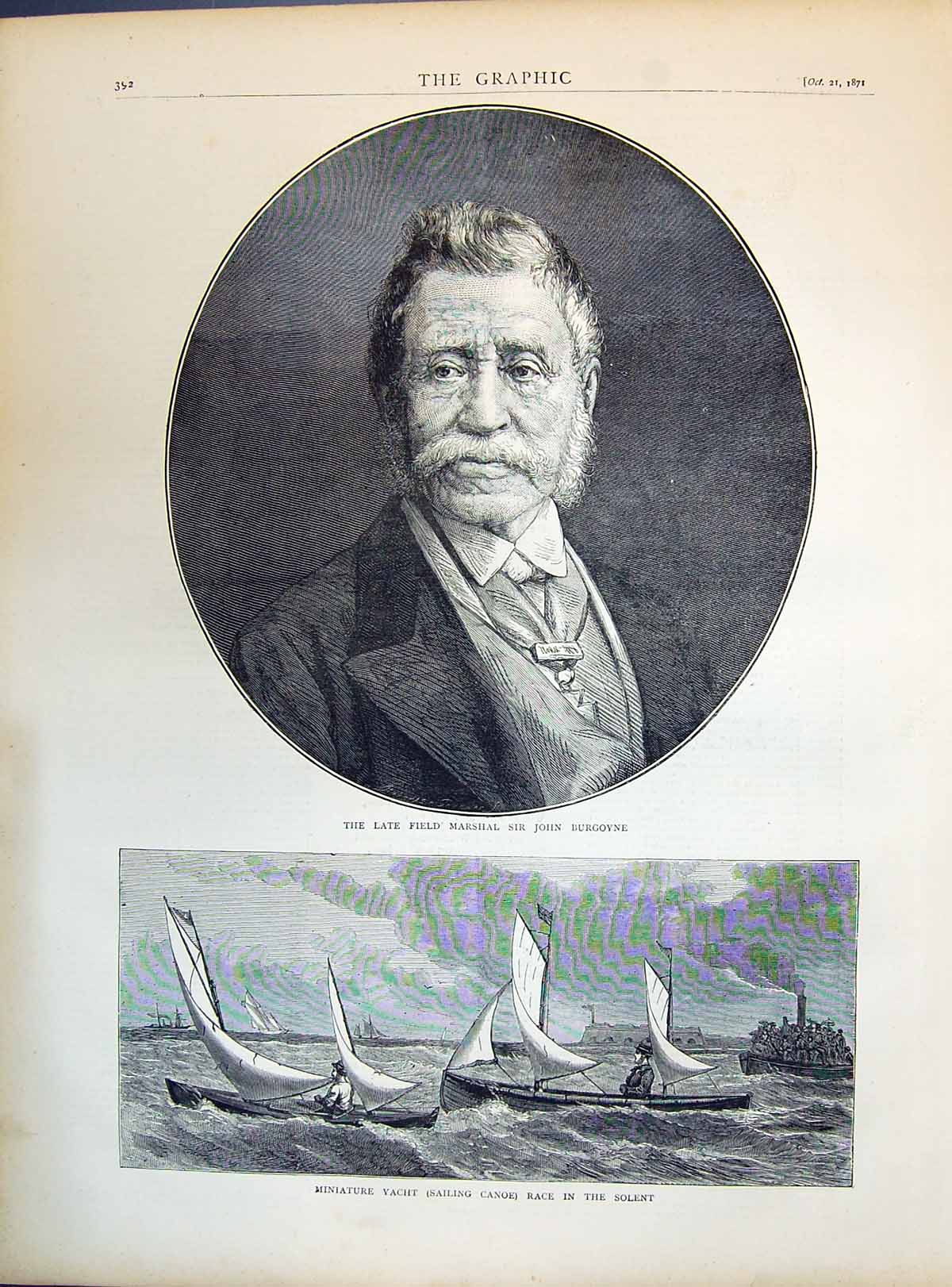 Old 1871 Field Marshal John Burgoyne Miniature Yacht Sailing Canoe So Victorian