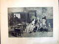 Original Old Antique Print 1871 Ruin Man Lady Family Home Romance Green 19th