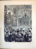 Original Old Antique Print 1871 Funeral Sir Burgoyne Chapel St. Peter Vincula