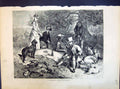 Antique Print 1871 Shooting Party Luncheon Camp Picnic Hunting Hounds Dogs 19th