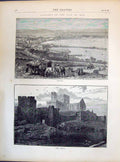 Old 1871 Isle Man Douglas Peel Castle Ruins Architecture Horses Hay A Victorian