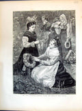 Antique Print 1871 Alsatians Visiting Graves Friends Crying Women Graveyard