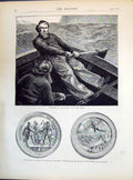 Old 1871 Sketches Sea Slack Main Sheet Fishing Boat Medal Peruvian Go Victorian