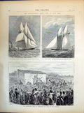 Old 1871 Yacht Race New York Columbia Spit Buoy Livonia Gladtsone Gre Victorian