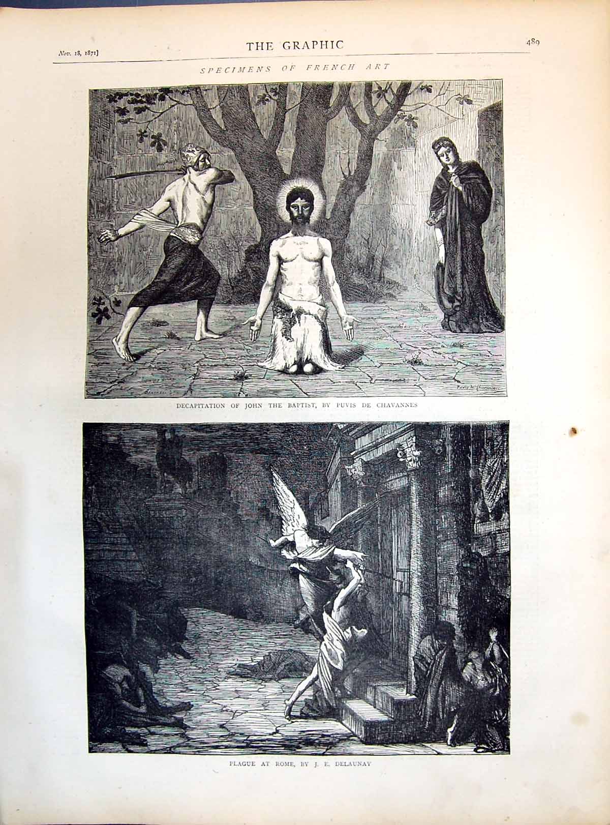 Old 1871 Decapitation John Baptist Puvis Chavannes Plague Rome Delaun Victorian