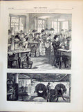 Old Antique Print 1871 Telegraph Street Metropolitan Gallery Engine Room 19th