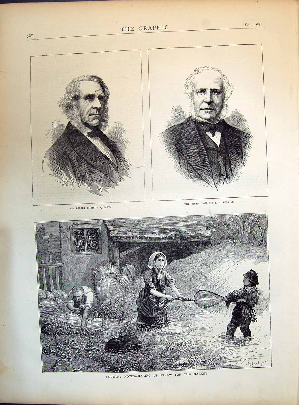 Old 1871 Robert Christison Colville Country Making Straw Market Indus Victorian