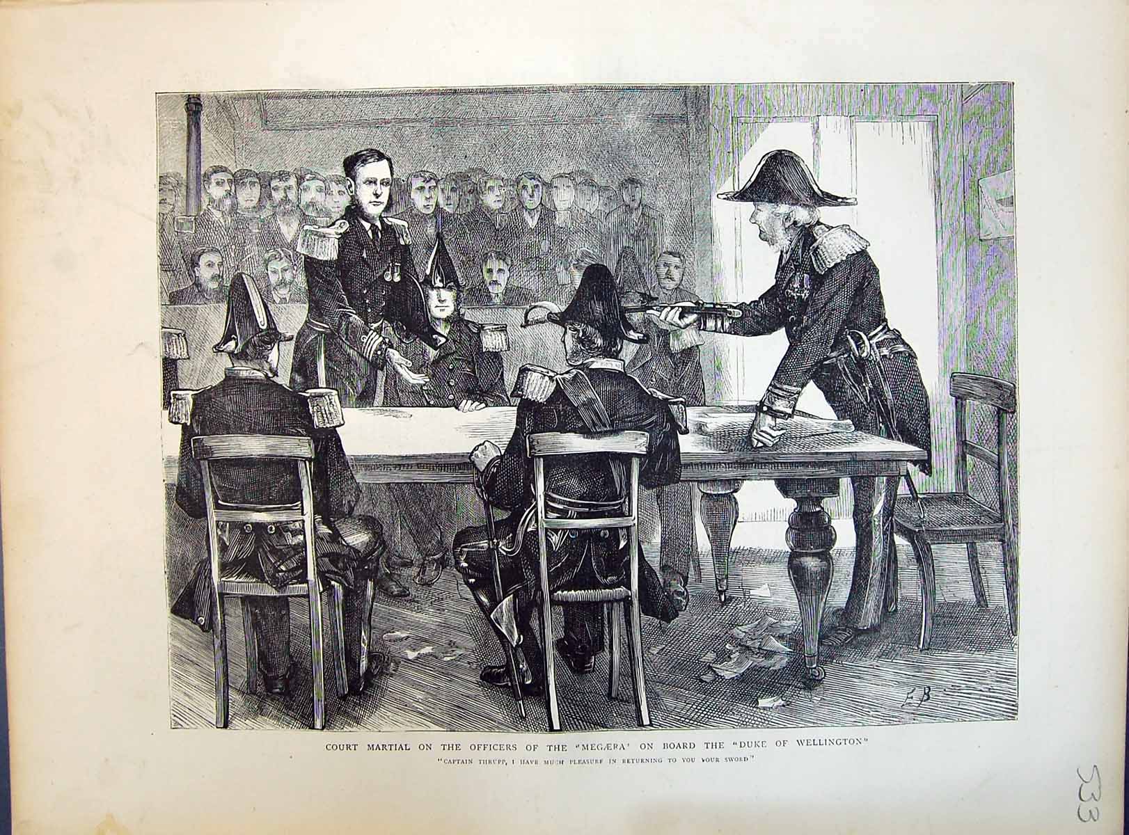 Old 1871 Court Martial Ficers Megaera Duke Wellington Ship Captain Th Victorian