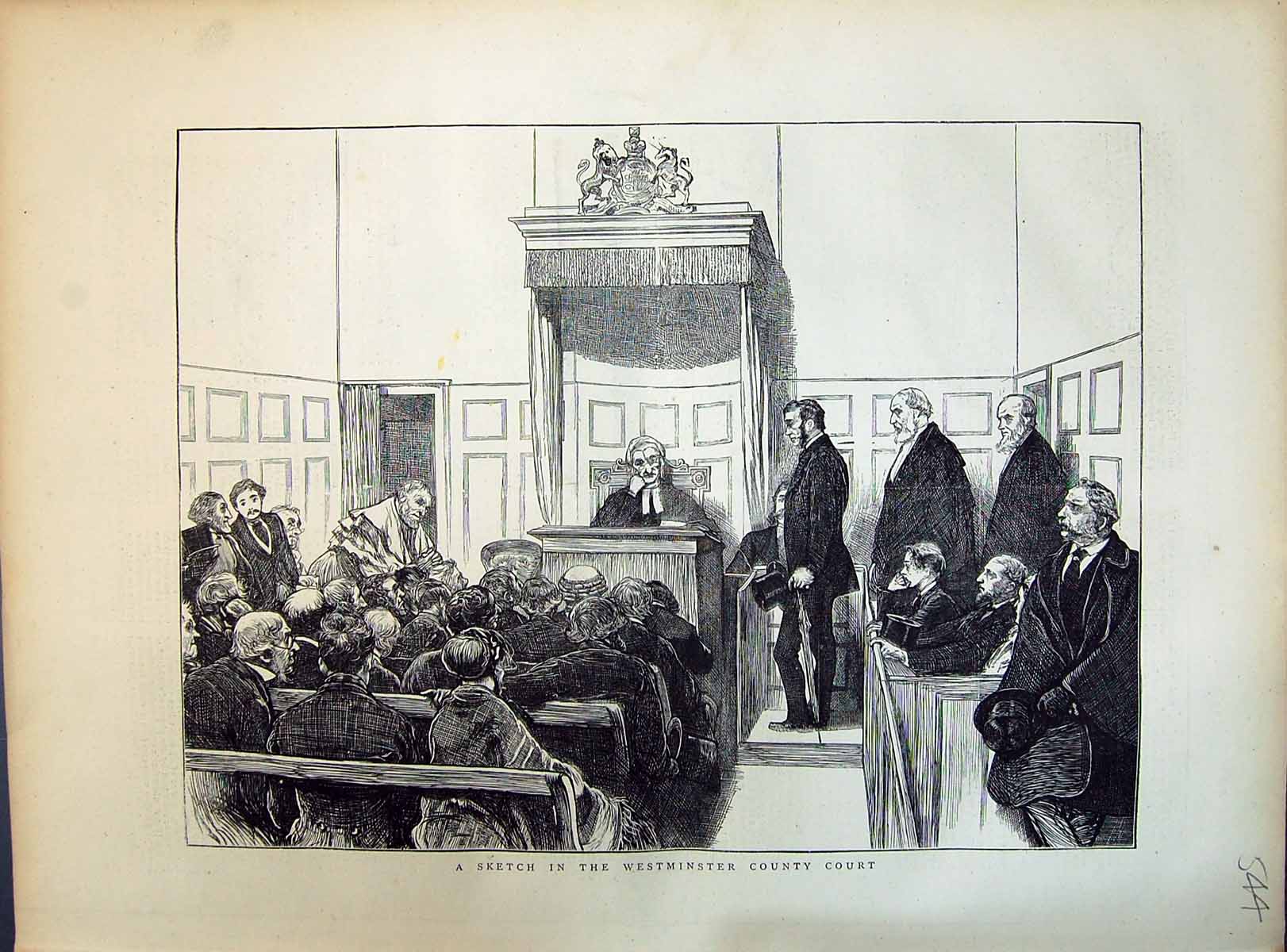 Old 1871 Westminster County Court London Zuider Zee Pumping Windmill Victorian