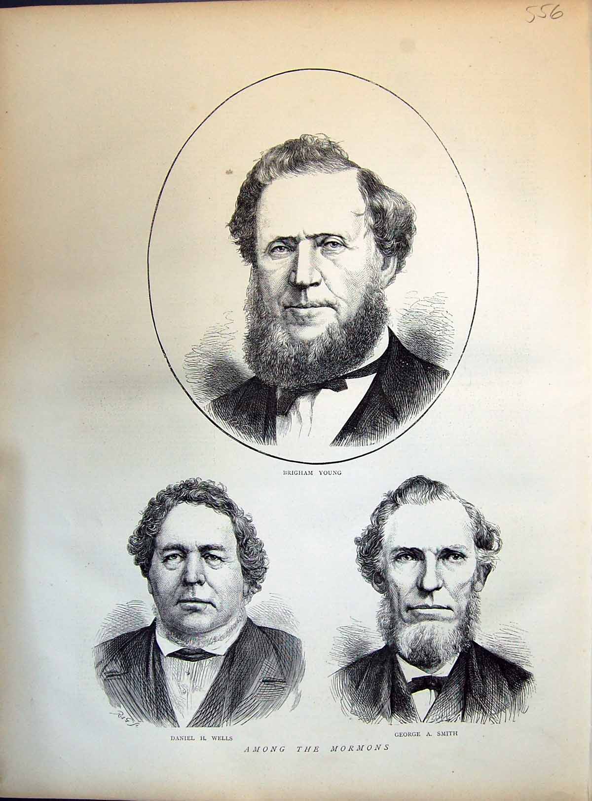 Antique Print 1871 Mormons Brigham Young Daniel Wells George Smith Portrait