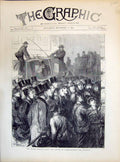 Old 1871 Street Scene Public Anxiety Prince Wales People Reading Bull Victorian