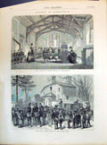 Original Old Antique Print 1871 Sandringham Prince Wales School Exterior Lodge
