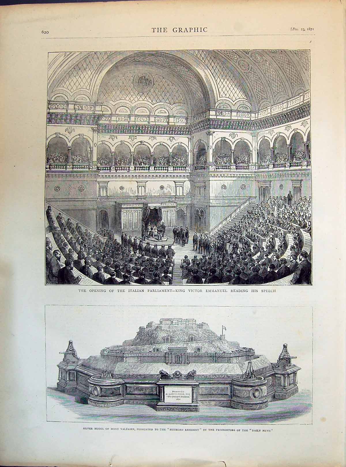 Old 1871 Italian Parliament King Victor Emmanuel Model Mont Valerien Victorian