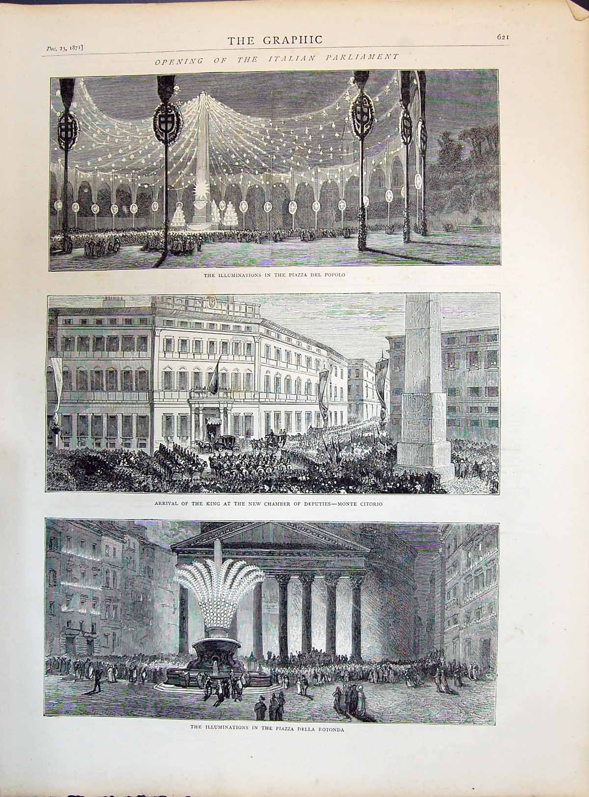 Old 1871 Italian Parliament Piazza Popolo Chamber Deputies Monte Cito Victorian