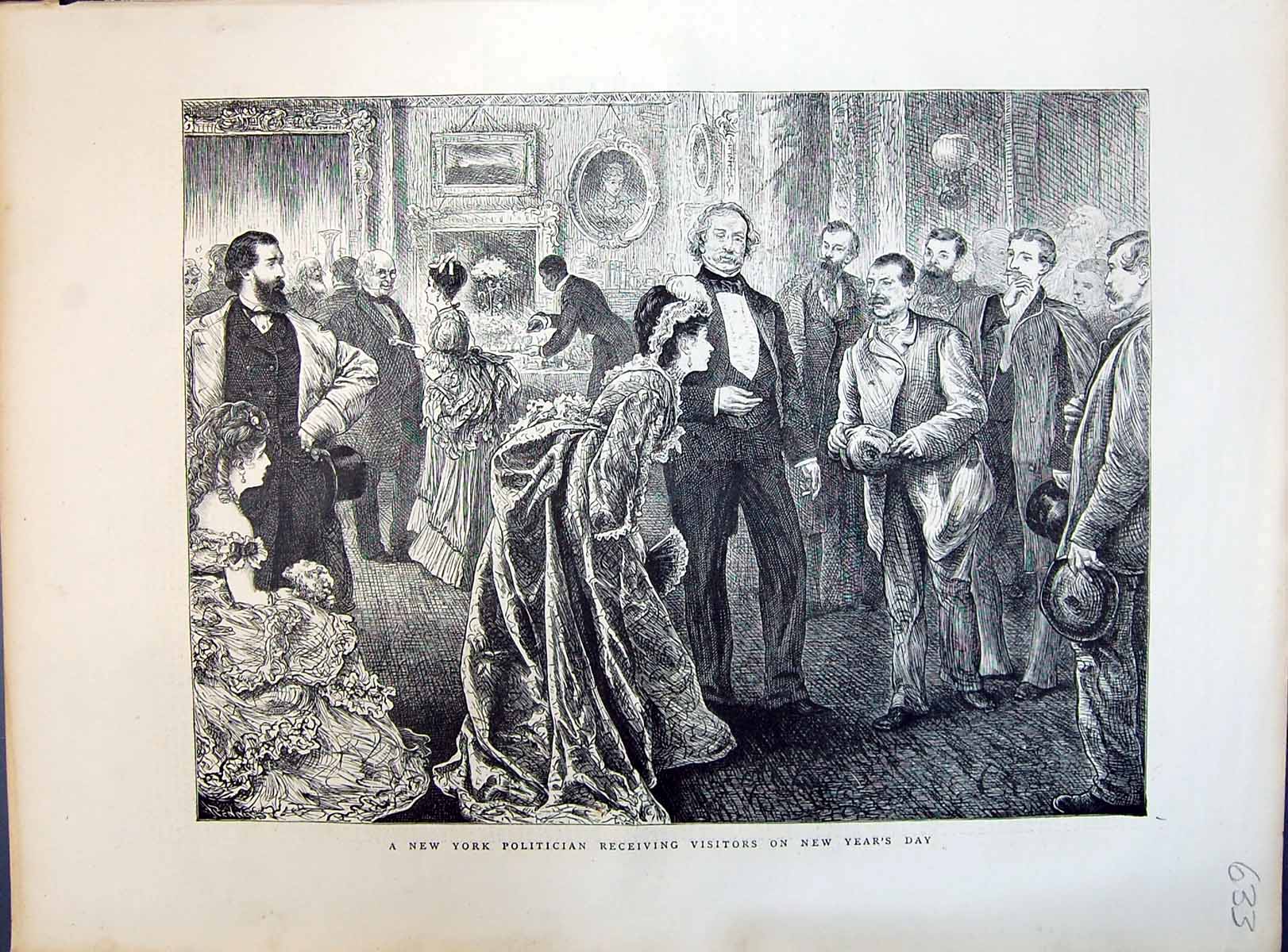 Old Print 1871 New York Politician America Receiving Visitors Year'S Day 19th