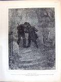 Original Old Antique Print 1871 Miss Or Mrs Scene Churchyard Graves Men 19th