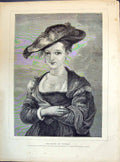 Antique Old Print 1871 Beautiful Woman Spanish Hat Portrait Chapeau De Paille