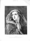 Original Old Antique Print 1872 Portrait Beautiful Girl Faith Dobson Art 19th