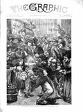 Original Old Antique Print 1872 Sketch Petticoat Lane London Sunday Trading