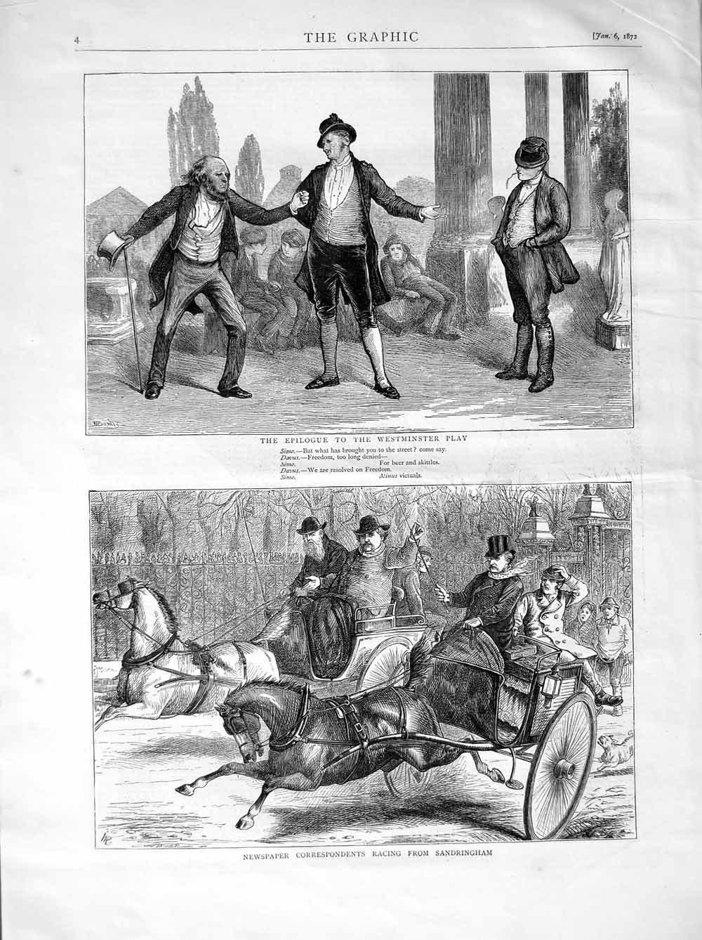 Old Antique Print 1872 Westminster Newspaper Correspondents Sandringham 19th