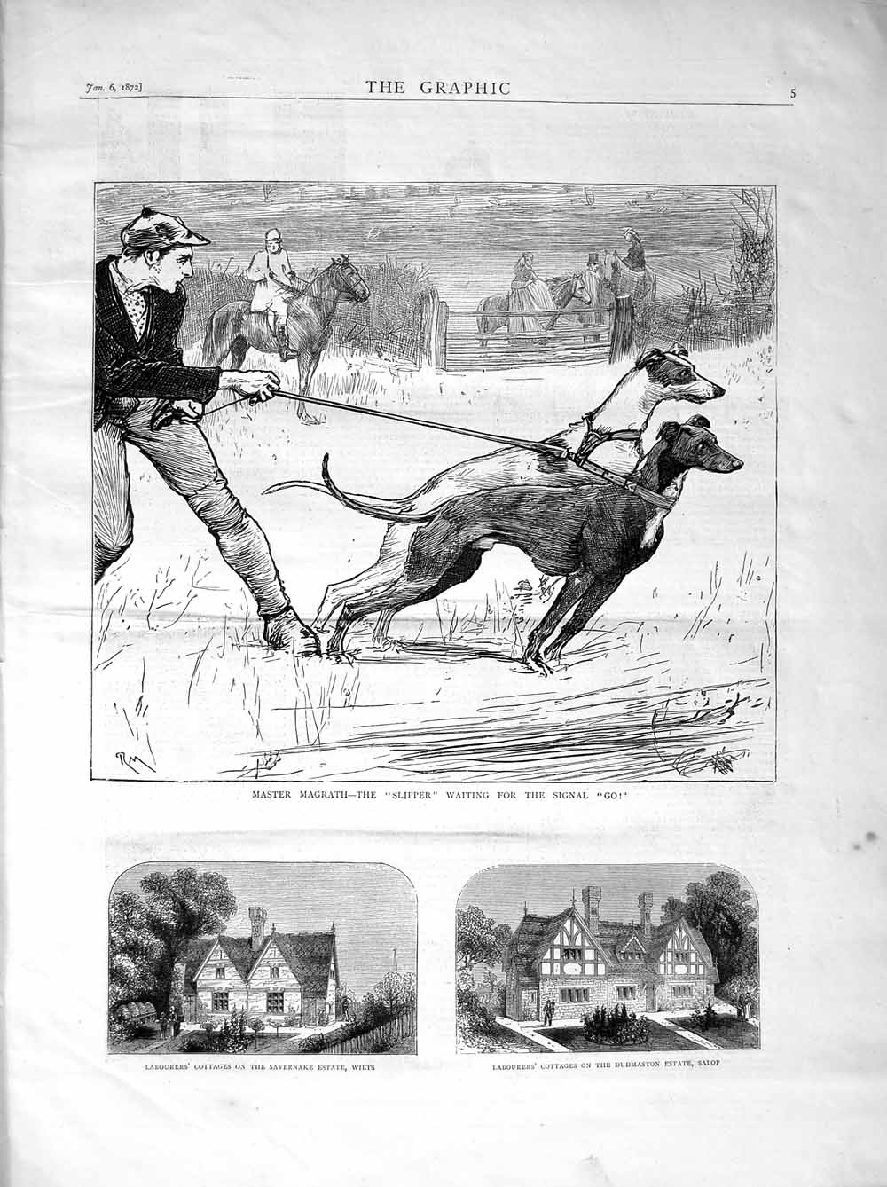 Old Antique Print 1872 Master Magrath Hunting Hounds Savernake Dudmaston 19th