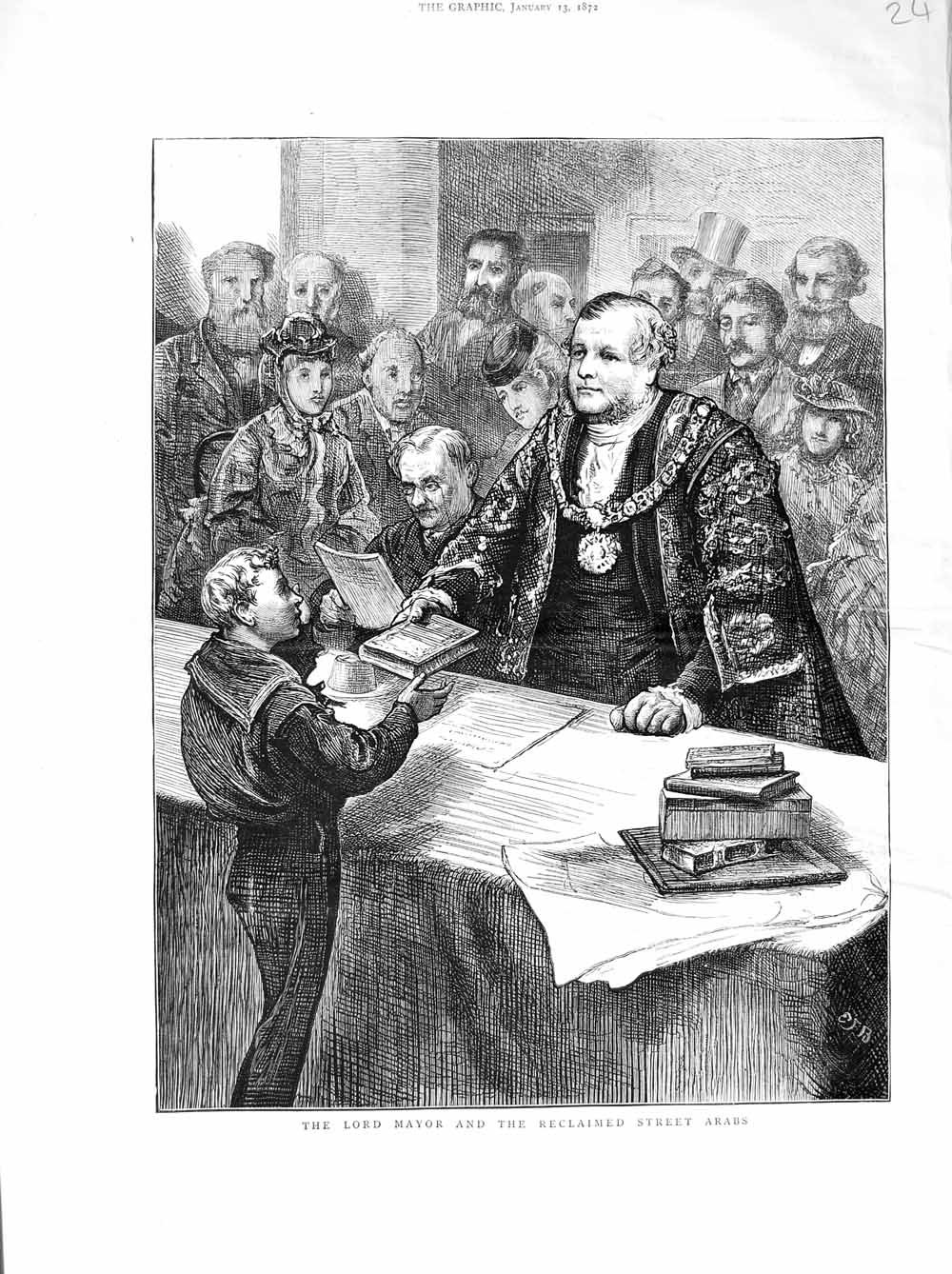 Original Old Antique Print 1872 Lord Mayor Reclaimed Street Arabs Men Boy Book