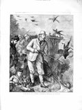 Original Old Antique Print 1872 Duke Man Norfolk Shooting Huntng Sport Birds