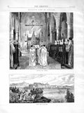 Original Old Antique Print 1872 Monstery Life England Monks Choir Abbey Church