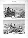 Original Old Antique Print 1872 India Antelope Hunting Sport Cheetah Country