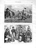 Original Old Antique Print 1872 Farming Harrowing Potato Australia Immigrants