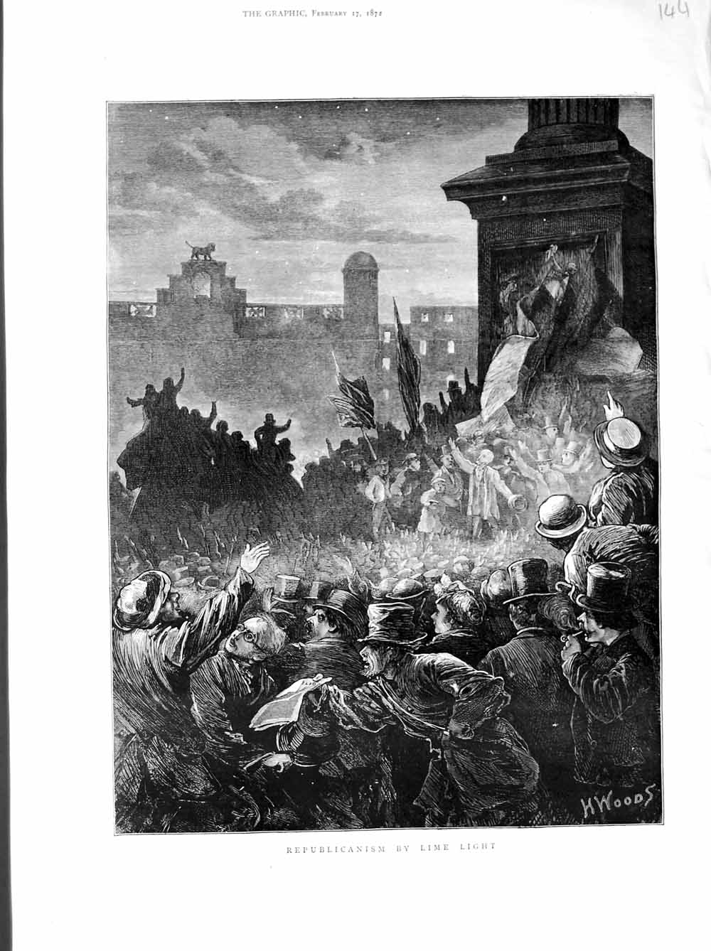 Old Antique Print 1872 Hoods Fine Art Prit Republicans Lime Light People 19th