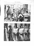 Original Old Antique Print 1872 Monastery Life England Almshouse Matins Men
