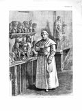 Original Old Antique Print 1872 Il Penseroso Pope Vatican Rome Italy Sculptor