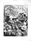 Original Old Antique Print 1872 King Corso L'Allegro Carriage Street Scene 19th