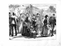 Original Old Antique Print 1872 Palm Sunday London People Children Flowers 19th