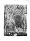 Original Old Antique Print 1872 Passion-Music Service Westminster Abbey London