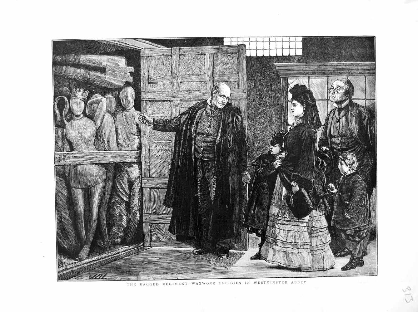 Original Old Antique Print 1872 Waxwork Effigies Westminster Abbey London 19th
