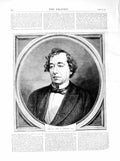 Original Old Antique Print 1872 Portrait Rt. Hon. B. Disraeli Parliament 19th