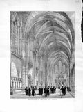Original Old Antique Print 1872 Interior Great Hall New Law Courts Architecture
